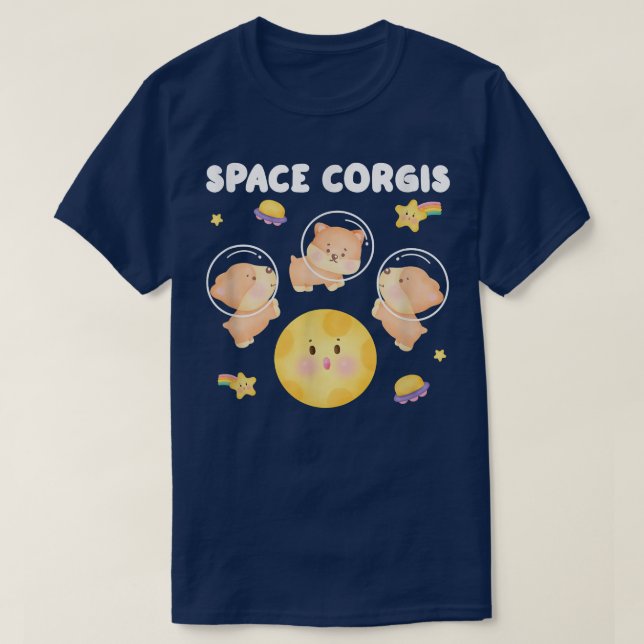 Camiseta Space Corgis Pembroke Welsh Corgi (Frente do Design)