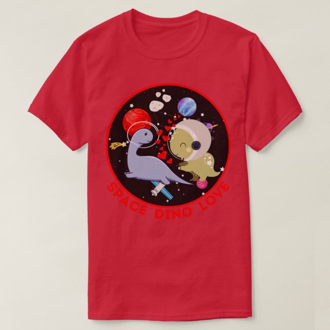 Camiseta Space Dino Love (Frente do Design)