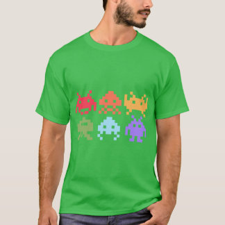 Camiseta Space Invaders Piel Art Rainbow Aliens girl friend
