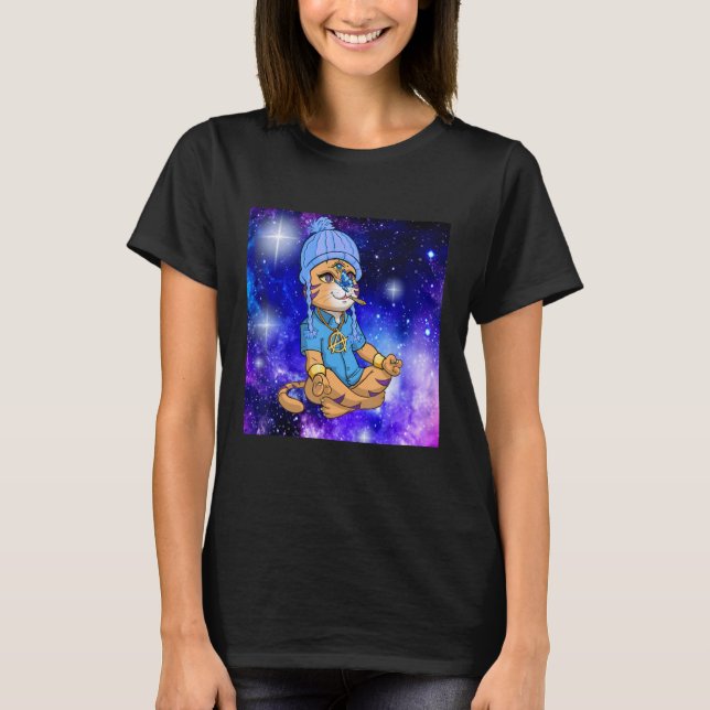 Camiseta Space Karma Searing Yoga Cat (Frente)