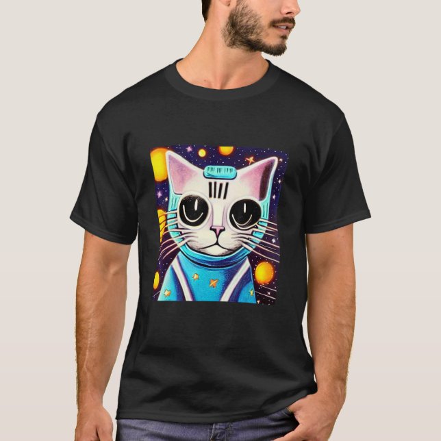 Camiseta Space Kitten Cat Science Ficting Feline Des (Frente)