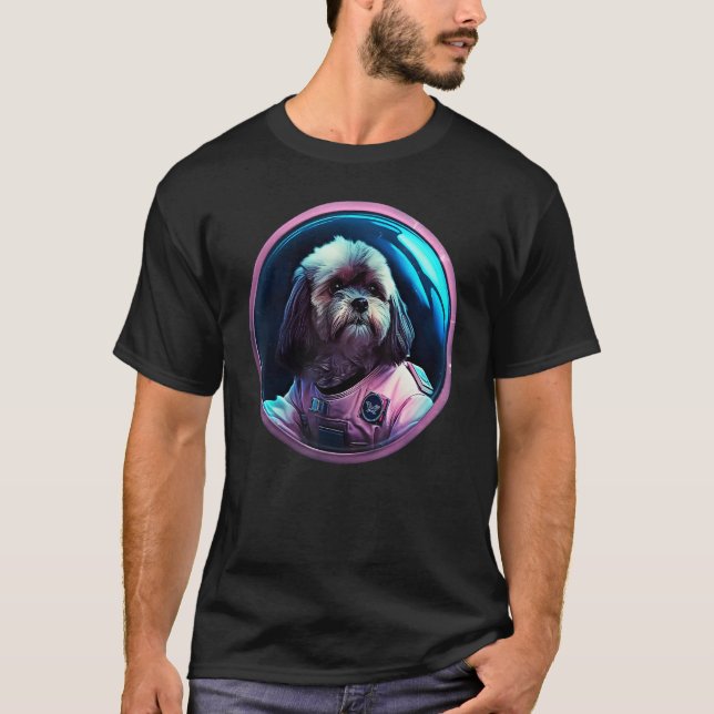 Camiseta Space Lhasa Apso Dog Mom Dad Lhasa Apso (Frente)