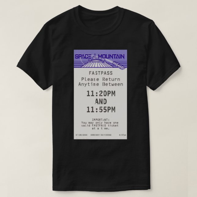 Camiseta Space Mountain Fastpass Classic T-Shirt (Frente do Design)