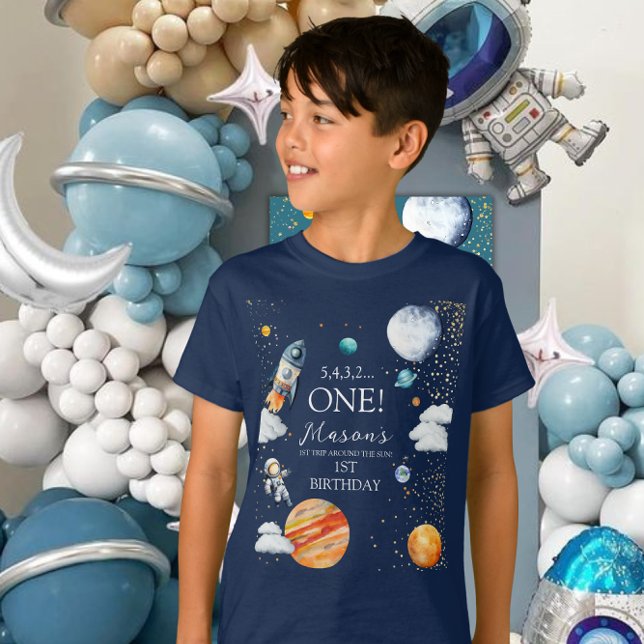 Camiseta Space ONE 1st Birthday Rocket Kids (Criador carregado)