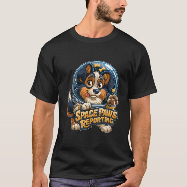 Camiseta Space Paws Relata Astronauta Cachorro (Frente)