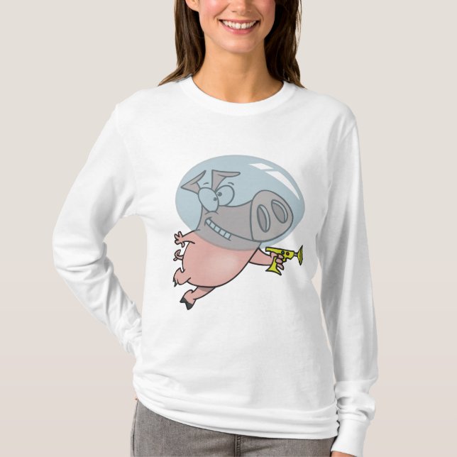 Camiseta Space Pig with Ray Gun Funny Astronaut (Frente)