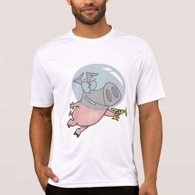 Camiseta Space Pig with Ray Gun Funny Astronaut (Frente)