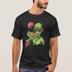 Camiseta Space Pizza Alienígena Ufo Luzes Criação Comida Ve
