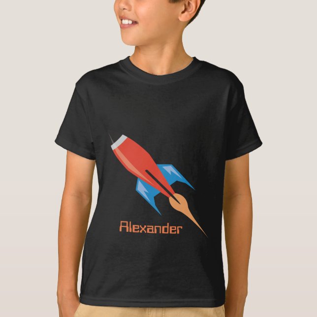 Camiseta Space Rocket Boys Nome Personalizado Pessoal (Frente)
