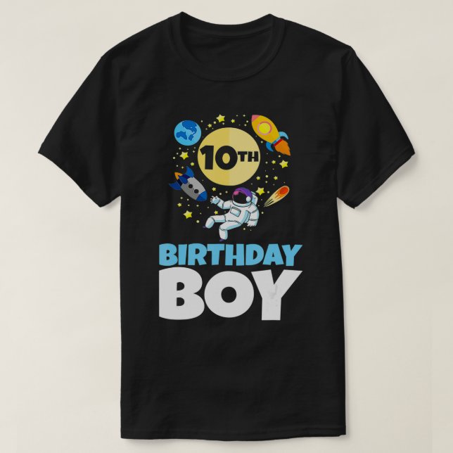 Camiseta Space Themed Bday 10 Years Old Astronaut 10th Birt (Frente do Design)