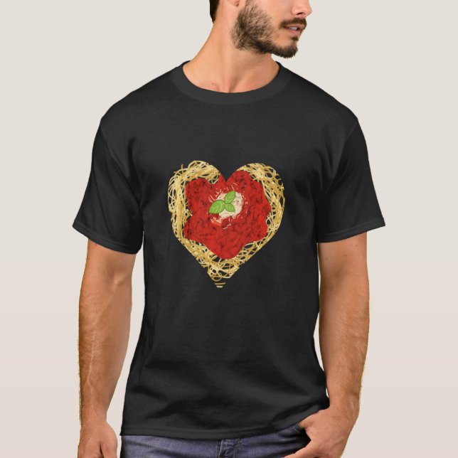 Camiseta Spaghetti Carbonara Heart Pasta Noodles Lover Bolo (Frente)