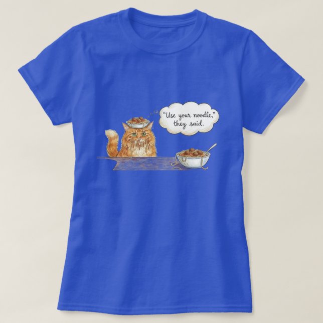Camiseta Spaghetti Kitty, Laranja, T-Shirt (Frente do Design)
