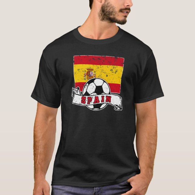 Camiseta Spain SOCCER BALL AND FLAG DISTRESSED (Frente)