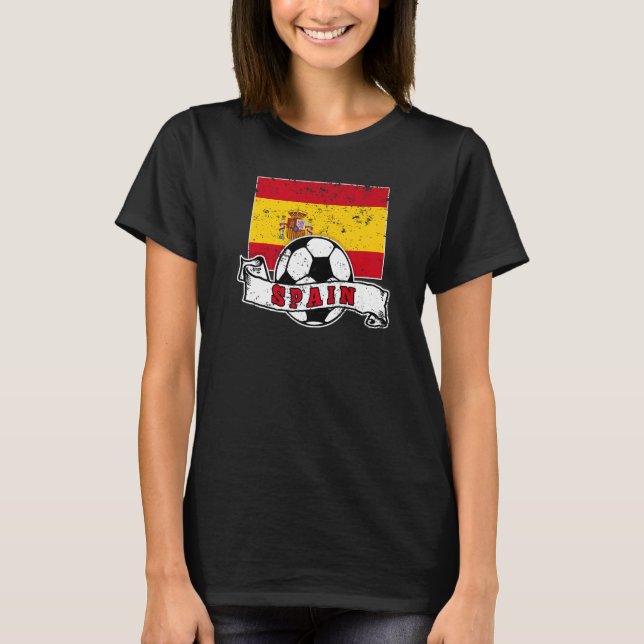 Camiseta Spain SOCCER BALL AND FLAG DISTRESSED (Frente)