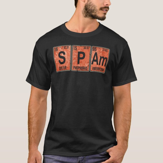 Camiseta Spam Mesa periódica de elementos enlatados Pork co (Frente)