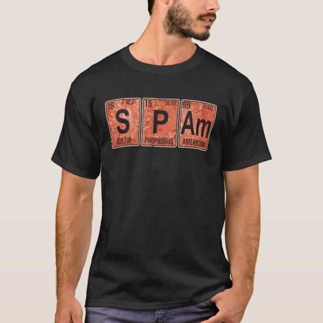 Camiseta Spam Mesa periódica de elementos enlatados Pork co (Frente)