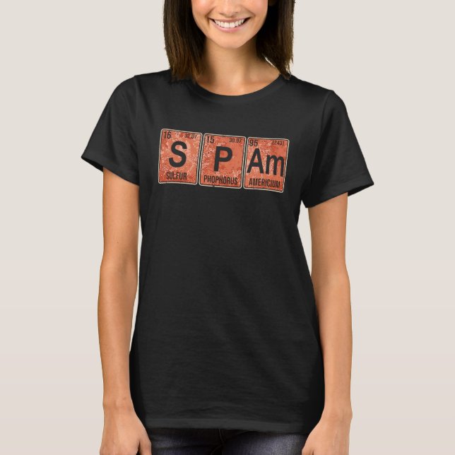 Camiseta Spam Mesa periódica de elementos enlatados Pork co (Frente)