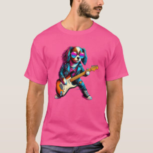 Camiseta Spaniel de Brinquedo Inglês Guitarra Elétrica Cach