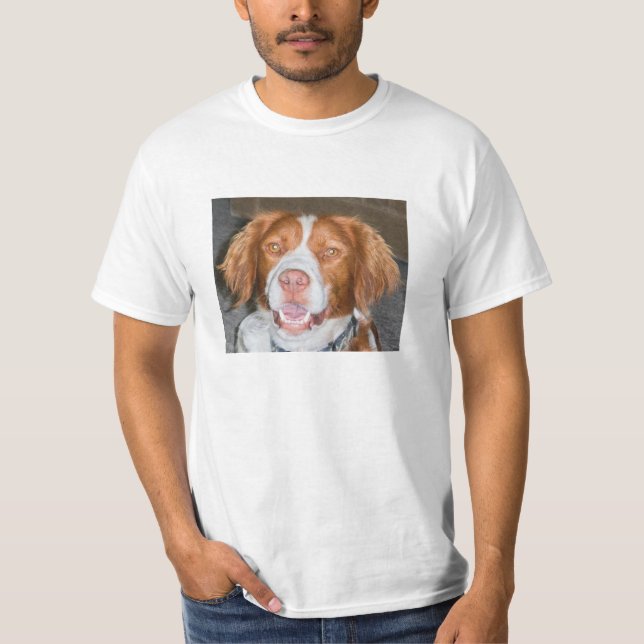 Camiseta SPANIEL de BRITTANY, bom menino, pai, encantando (Frente)