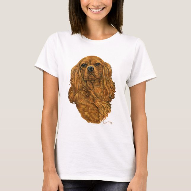 Camiseta Spaniel de rei Charles descuidado (Frente)
