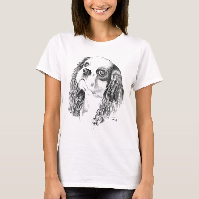 Camiseta Spaniel de rei Charles descuidado (Frente)