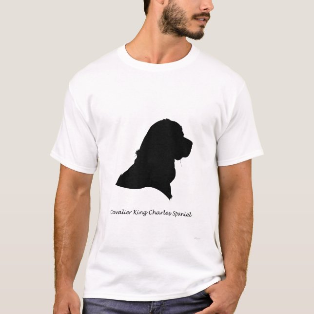 Camiseta Spaniel de rei Charles descuidado - silhueta preta (Frente)