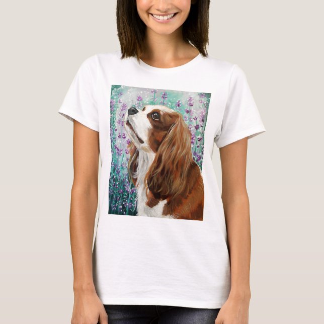 Camiseta Spaniel de rei descuidado Charles de Blenheim (Frente)
