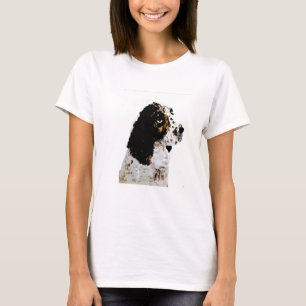 Camiseta Spaniel de Springer preto e branco da arte do cão