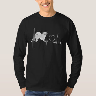 Camiseta Spaniel Tibetano Meu Batimento Cardíaco EKG Cães M