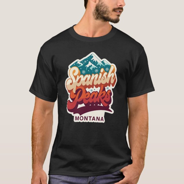 Camiseta Spanish Peaks Montana Retro 70s Black T-Shirt | Vi (Frente)