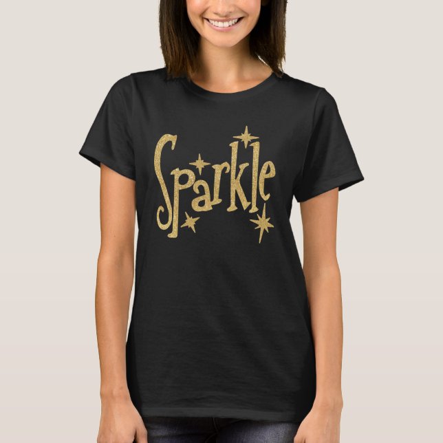 Camiseta Sparkle em Dourado em preto (Frente)