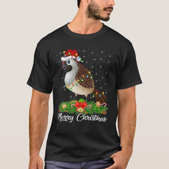 Camiseta Sparrow Bird Lover Matando Santa Hat Sparrow Chri (Frente)