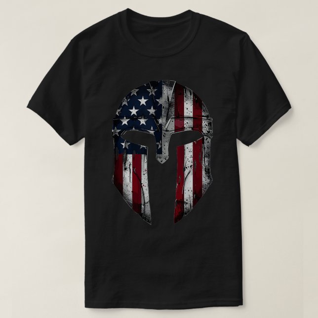 Camiseta Spartan American Flag for Patriotic Men Women Vint (Frente do Design)