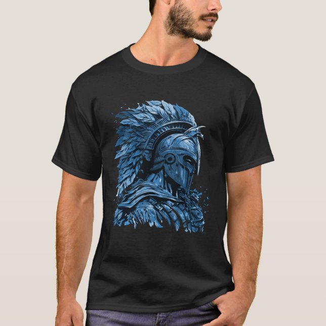 Camiseta Spartan Helmet Blue Gym Gladiator Mythólogo (Frente)