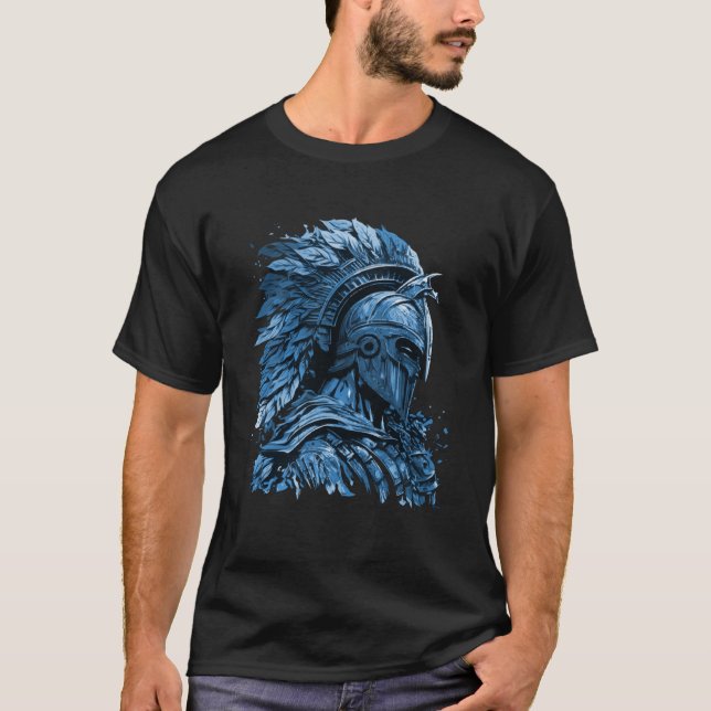Camiseta Spartan Helmet Blue Gym Gladiator Mythólogo (Frente)