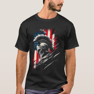 Camiseta Spartan Patriotic Molon Labe American flag Spartan