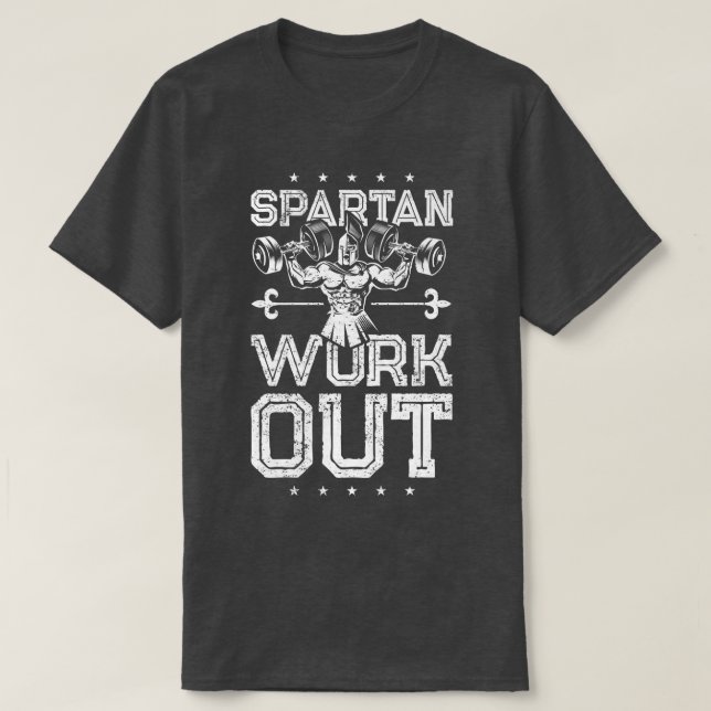 Camiseta Spartan Workout Levantando Pesos Malhação Gym Spar (Frente do Design)