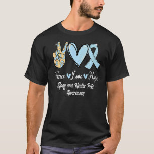 Camiseta Spay and Neuter Pets SNP Peace Love Hope Light Blu