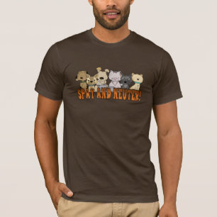 Camiseta Spay e neutralize gatos e desenhos animados dos