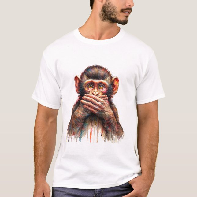 Camiseta Speak No Evil Monkey Art (Frente)