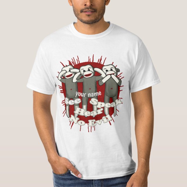 Camiseta Speak No Evil Sock Monkeys (Frente)