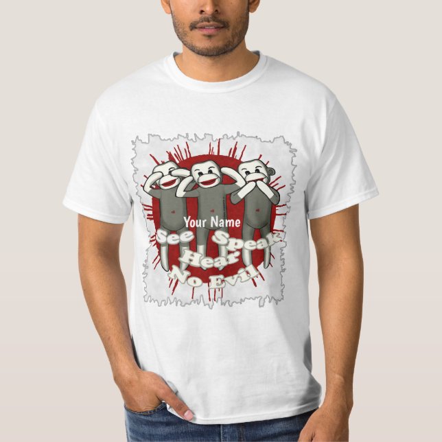 Camiseta Speak No Evil Sock Monkeys t-shirt (Frente)