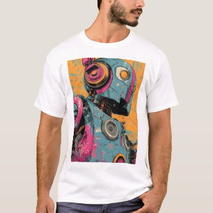 Camiseta Speaker-Bot com Fones de Ouvido Rosa — Retro-Futur