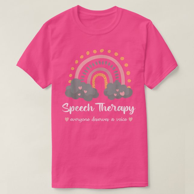 Camiseta Speech Therapy Everyone Deserves a Voice Rainbow C (Frente do Design)