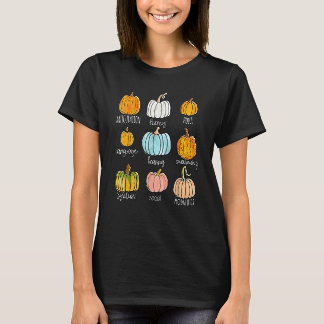 Camiseta Speech Therapy SLP Pumpkin Thanksgiving Sped Teach (Frente)