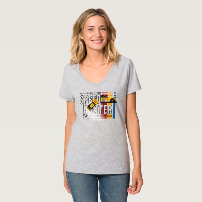 Camiseta Speed Hunter | Mulheres do Pescoço V (Frente Completa)