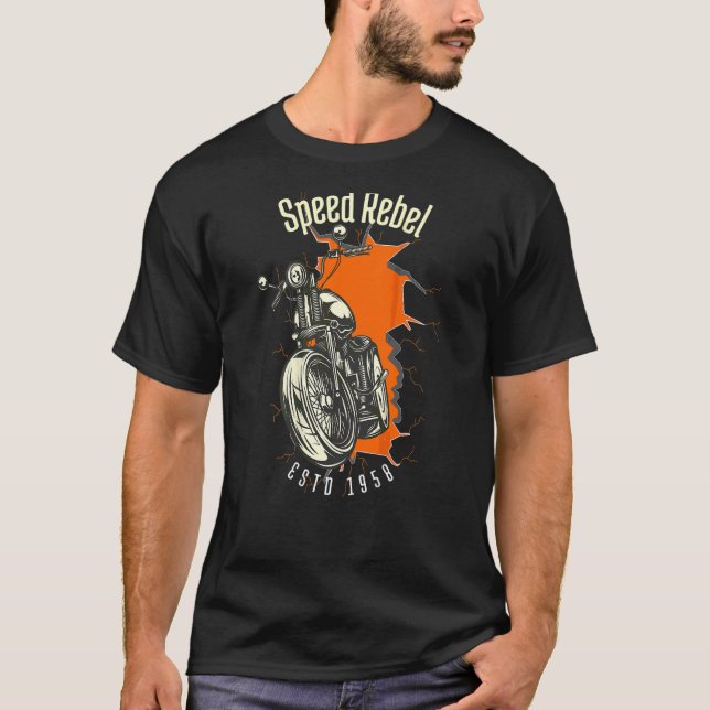 Camiseta Speed Rebel Estd 1958 Biker E Capítulo (Frente)