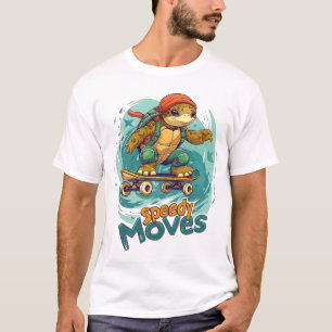Camiseta Speedy Move Skateboard Turtle Design - Divertido e