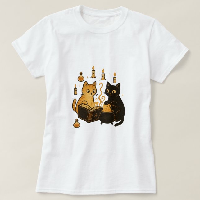 Camiseta Spellbook & Cauldron Cats T-Shirt (Frente do Design)