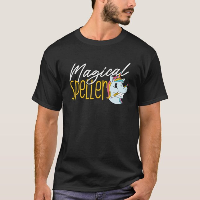 Camiseta Spelling Bee Champion Girls School Unicorn Spellin (Frente)